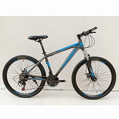 Mountain Bike : JHKGY Mountain Bikes, 26 Inch 21 Speed Shock-Absorbing Road Bike, Aluminum Alloy Double Front Suspension Bicycle, Youth / Adult Mountain Bike, blue A