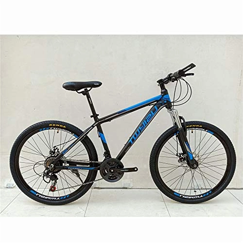 Mountain Bike : JHKGY Mountain Bikes, 26 Inch 21 Speed Shock-Absorbing Road Bike, Aluminum Alloy Double Front Suspension Bicycle, Youth / Adult Mountain Bike, blue B