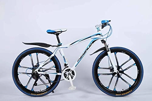 Mountain Bike : JIAWYJ YANGHAO-Adult mountain bike- 26In 21-Speed Mountain Bike for Adult, Lightweight Aluminum Alloy Full Frame, Wheel Front Suspension Mens Bicycle, Disc Brake YGZSDZXC-04 (Color : Blue 5)