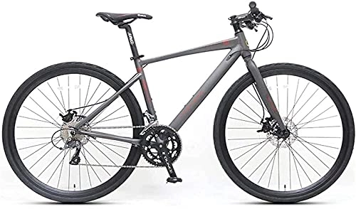 Mountain Bike : JIAWYJ YANGHAO-Adult mountain bike- Adult road bike, 16 speed racing bike student, lightweight aluminum road bikes with hydraulic disc brakes, 700 * 32C tires (Color:Grey, Size:Bent Handle) YGZSDZXC-04