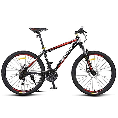 Mountain Bike : JINHH 24-Speed Mountain Bikes, 26 Inch Adult High-carbon Steel Frame Hardtail Bicycle, Men's All Terrain Mountain Bike, Anti-Slip Bikes, Red