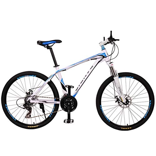 Mountain Bike : JLFSDB 26" 21 / 27 / 30 Women / Men MTB Bike Lightweight Aluminum Alloy Frame Front Suspension Double Disc Brake (Color : Blue, Size : 30speed)