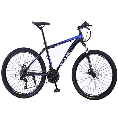 Mountain Bike : JLFSDB 26" 21 Speed Adult MTB Bike Lightweight Carbon Steel Frame Dual Suspension Disc Brake (Color : Blue)