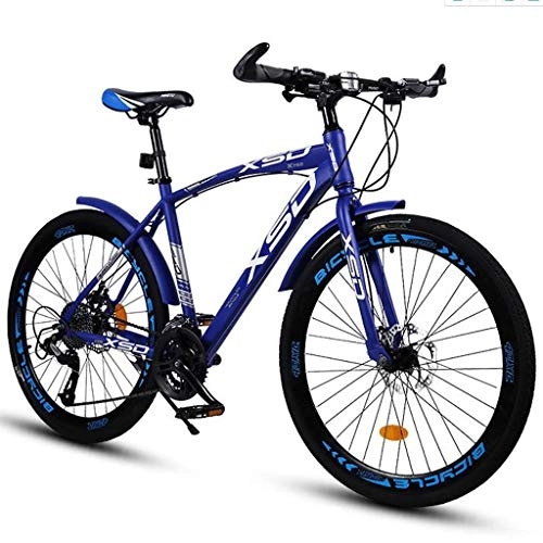 Mountain Bike : JLFSDB 26" Dual Full Suspension 21 Speed Lightweight Carbon Steel Frame Disc Brake For Women Men (Color : Blue, Size : 24speed)