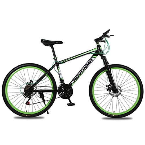 Mountain Bike : JLFSDB 26'' Lightweight Aluminium Alloy Frame 21 / 24 / 27 Speed Disc Brake Front Suspension (Color : Green, Size : 24speed)