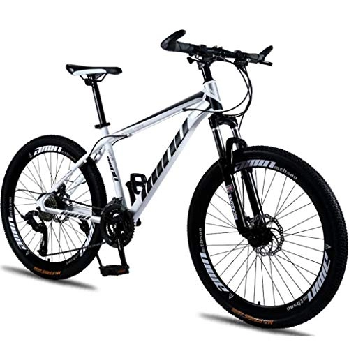 Mountain Bike : JLFSDB 26" Mountain Bicycles 21 / 24 / 27 / 30 Speeds MTB Bike Lightweight Carbon Steel Frame Disc Brake Front Suspension (Color : Black, Size : 24speed)