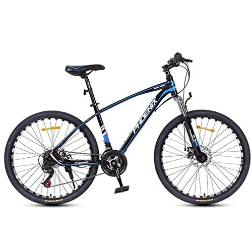 Mountain Bike : JLFSDB Mountain Bike, 26 / 27 Inch Unisex MTB Bicycles, Carbon Steel Frame, Dual Disc Brake Front Suspension, 24 Speed Spoke Wheels (Color : Blue, Size : 26inch)