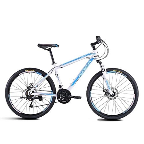 Mountain Bike : JLFSDB Mountain Bike, 26 Inch Men / Women Hard-tail Bicycles, Carbon Steel Frame, Dual Disc Brake And Front Fork, 21 Speed (Color : Blue)