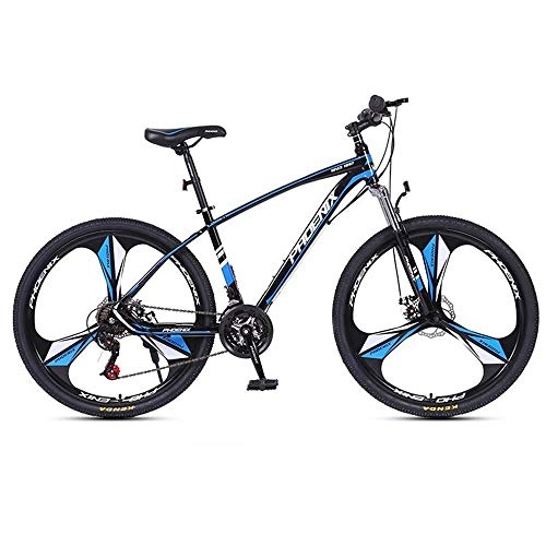 Mountain Bike : JLFSDB Mountain Bike, 26 Inch Men / Women Wheel Bicycles, Carbon Steel Frame, 24 Speed, Double Disc Brake And Front Suspension (Color : Blue)