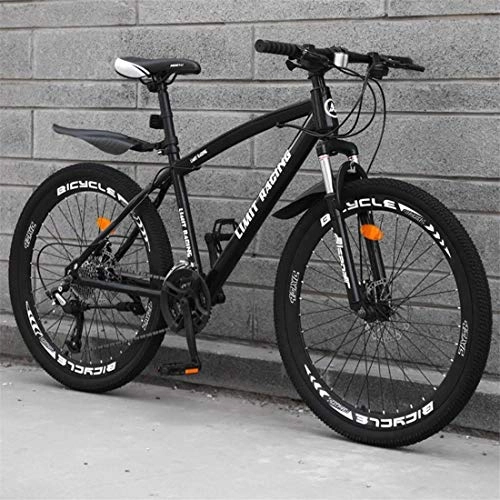 Mountain Bike : JLFSDB Mountain Bike, 26 Inch Men / Women Wheels Bicycles, Carbon Steel Frame, Front Suspension And Dual Disc Brake (Color : Black, Size : 27-speed)