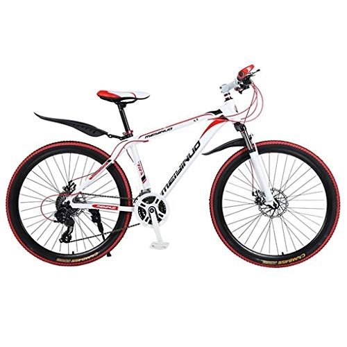 Mountain Bike : JLFSDB Mountain Bike, 26 Inch Wheel, Lightweight Aluminium Alloy Frame Mountain Bicycles, Double Disc Brake And Front Fork (Color : White, Size : 24-speed)