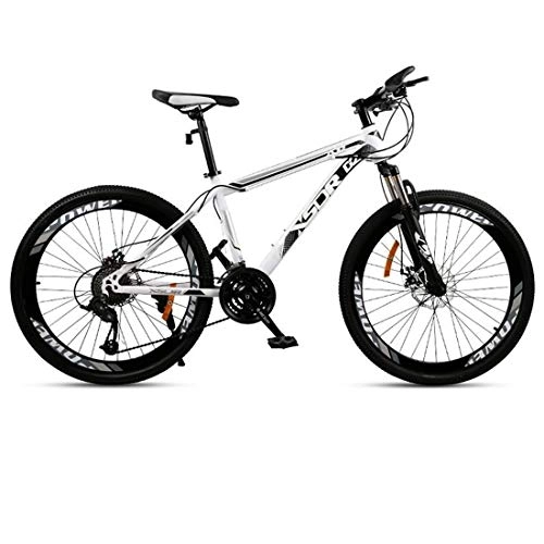 Mountain Bike : JLFSDB Mountain Bike, Carbon Steel Frame 26"Mountain Bicycles, Double Disc Brake And Front Fork, 21 / 24 / 27 Speed (Color : Black, Size : 27-speed)