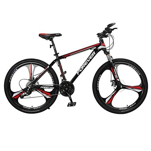 Mountain Bike : JLFSDB Mountain Bike, Carbon Steel Frame Men / Women Hardtail Mountain Bicycles, Dual Disc Brake And Front Suspension, 26 Inch (Color : Red, Size : 24-speed)