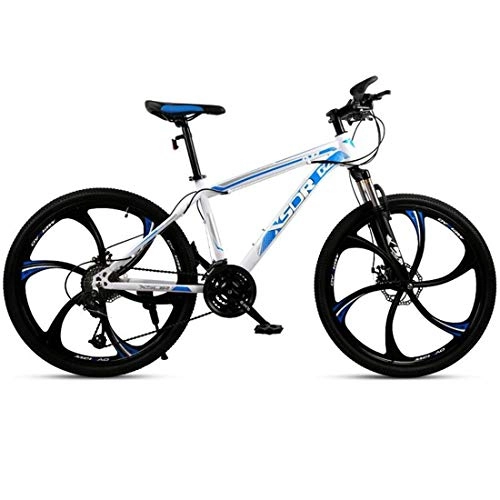 Mountain Bike : JLFSDB Mountain Bike, Hardtail Mountain Bicycle, 26 Inch Wheels, Dual Disc Brake And Front Suspension Fork (Color : Blue, Size : 27-speed)