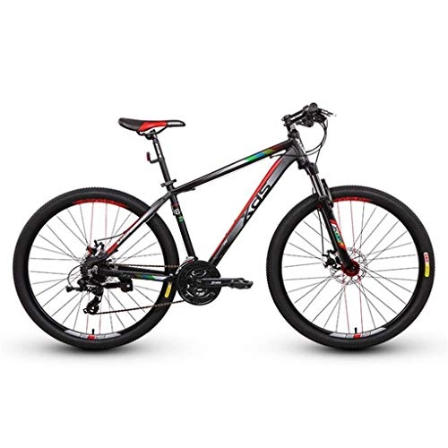 Mountain Bike : JLFSDB Mountain Bike, Men / Women Aluminium Alloy Frame Bicycles, Double Disc Brake And Front Suspension, 27.5 Inch Wheel, 24 Speed (Color : Red)