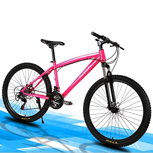 Mountain Bike : JLFSDB Mountain Bike Mountain Bicycles Unisex 26'' Lightweight Carbon Steel Frame 21 Speed Disc Brake Front Suspension (Color : Pink, Size : 24speed)