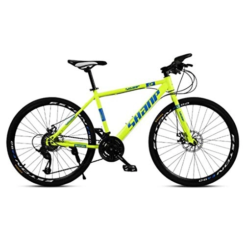 Mountain Bike : JLFSDB Mountain Bike, MTB Bicycles Carbon Steel Frame, Front Suspension And Dual Disc Brake, 26 Inch Wheels (Color : Yellow, Size : 24-speed)