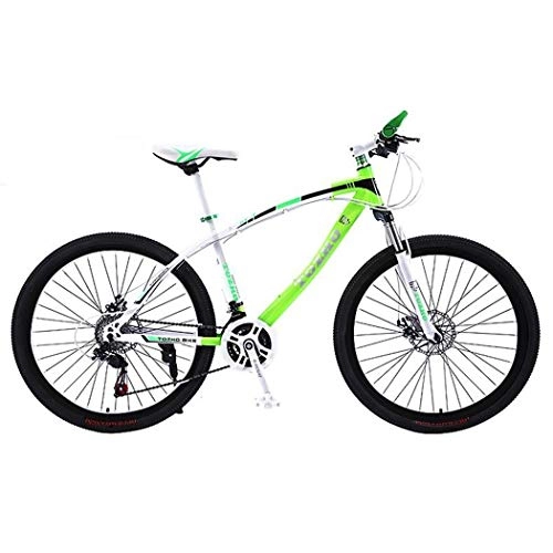 Mountain Bike : JLFSDB Mountain Bike, Unisex Hardtail Mountain Bicycles, Dual Disc Brake Front Suspension, 26" Wheel, Carbon Steel Frame (Color : Green, Size : 21 Speed)