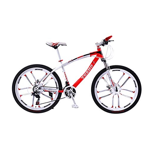Mountain Bike : jooe Adult Mountain Bike 24 Inch Wheels Dual Disc Brake Men And Women 21 24 27 30 Variable Speed Integrated Wheel Student Bicycle, 21speed-Red