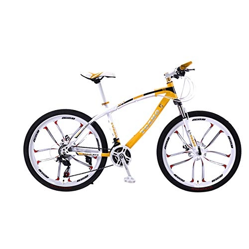 Mountain Bike : jooe Adult Mountain Bike 24 Inch Wheels Dual Disc Brake Men And Women 21 24 27 30 Variable Speed Integrated Wheel Student Bicycle, 24speed-Yellow