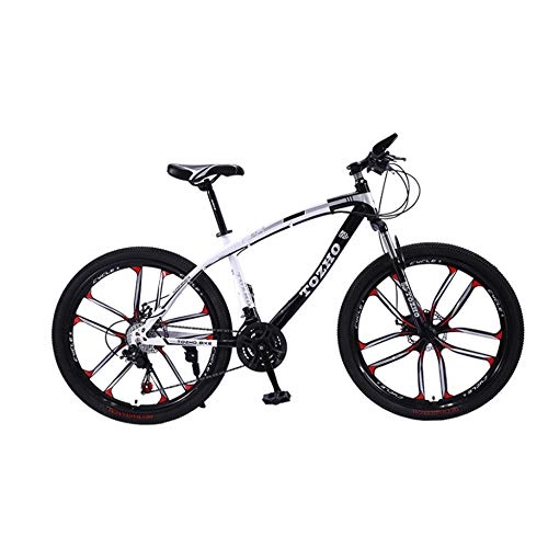 Mountain Bike : jooe Adult Mountain Bike 24 Inch Wheels Dual Disc Brake Men And Women 21 24 27 30 Variable Speed Integrated Wheel Student Bicycle, 27speed-White