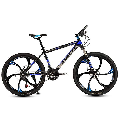 Mountain Bike : jooe Adult Mountain Bike 24 Inch Wheels Dual Disc Brake Men And Women 21 24 27 30 Variable Speed Integrated Wheel Student Bicycle, Black-24speed