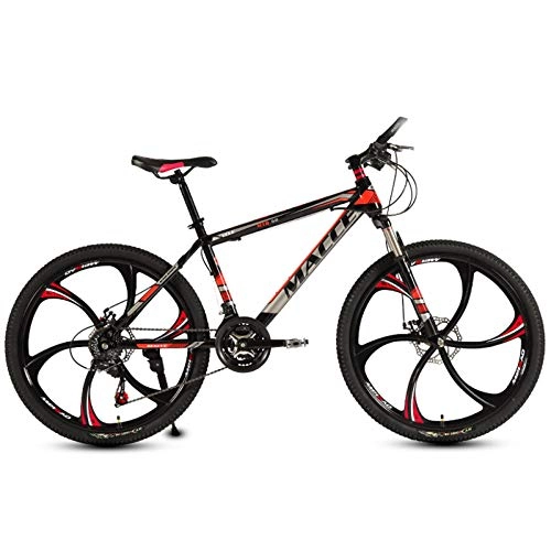 Mountain Bike : jooe Adult Mountain Bike 24 Inch Wheels Dual Disc Brake Men And Women 21 24 27 30 Variable Speed Integrated Wheel Student Bicycle, Red-21speed