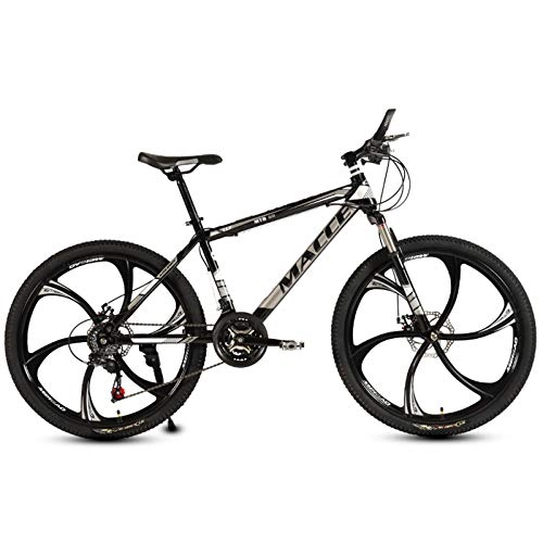 Mountain Bike : jooe Adult Mountain Bike 24 Inch Wheels Dual Disc Brake Men And Women 21 24 27 30 Variable Speed Integrated Wheel Student Bicycle, Silver-21speed
