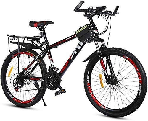 Mountain Bike : June 26inch Mountain Bike Adult 21 Speeds Off-road Bike With Double Disc Brakes And Suspension Fork, Red, 20Inch White