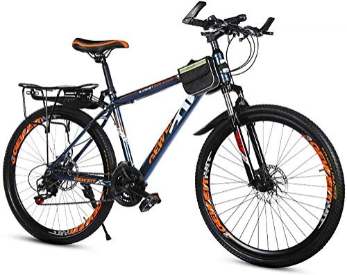 Mountain Bike : June 26inch Mountain Bike Adult 21 Speeds Off-road Bike With Double Disc Brakes And Suspension Fork, Red, Orange-20 / 22 / 24 / 26