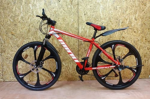 Mountain Bike : Junior Red Mountain Bike 26'' Wheel 21 Speed Steel Frame Disc Brakes Boys & Girls