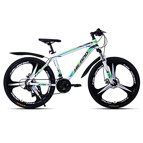 Mountain Bike : JWYing 21 Speed Aluminum Alloy Mountain Bike, Adult Suspension Bicycle, with Shimano Tourney and Microshift Shifter (Color : 3 knife wheel, Size : 26 inch)