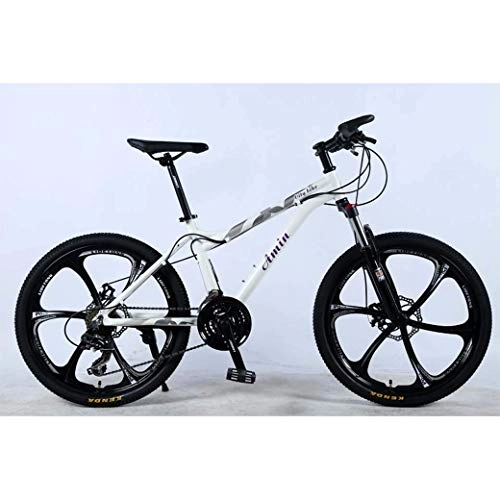 Mountain Bike : JYTFZD WENHAO 24 Inch 24-Speed Mountain Bike for Adult, Lightweight Aluminum Alloy Full Frame, Wheel Front Suspension Female Off-Road Student Shifting Adult Bicycle, Disc Brake (Color : White)