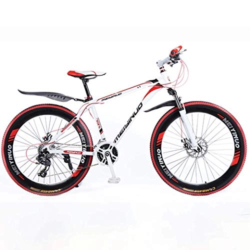 Mountain Bike : JYTFZD WENHAO 26In 21-Speed Mountain Bike for Adult, Lightweight Aluminum Alloy Full Frame, Wheel Front Suspension Mens Bicycle, Disc Brake (Color : Red 2)