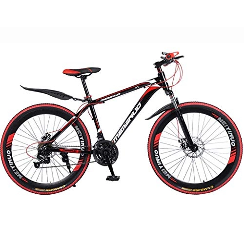 Mountain Bike : JYTFZD WENHAO 26In 24-Speed Mountain Bike for Adult, Lightweight Aluminum Alloy Full Frame, Wheel Front Suspension Mens Bicycle, Disc Brake (Color : Black 2)