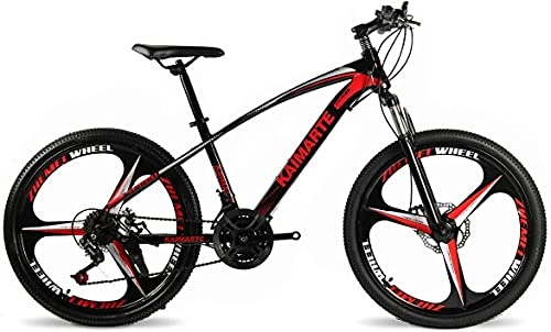 Mountain Bike : JZTOL 24 / 26" Mountain Bike 21 / 24 / 27 Speed Adult Double Disc Brake Full Suspension Outdoor Sports Off-Road Bike High Carbon Steel Frame (Color : B, Size : 24 inch 27 speed)