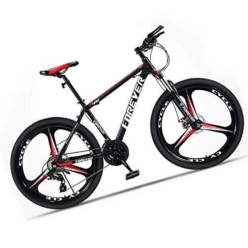 Mountain Bike : KaiKai Hardtail Mountain Bike for Men and Women, Fork Suspension Gravel Road Bike with Disc Brakes, 3 Spoke Wheel Carbon Steel MTB, White, 21 Speed 26 Inch (Color : Red, Size : 21 Speed 26 Inch)