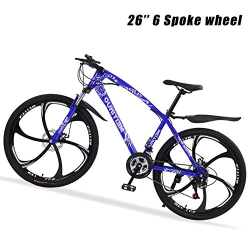 Mountain Bike : KaiKai Mens Hybrid Bike Hardtail Mountain Bikes MTB 26" 27 Speed High-Carbon Steel Gravel Road Bicycles Dual Disc Brake Suspension Fork, White, 40 spokes (Color : Blue, Size : 40 spokes)