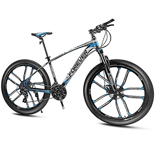 Mountain Bike : KaiKai Mountain Bikes, Men's 26-Inch Mountain Trail Bike, Adult Aluminum Frame Anti-Slip Bikes, 24-27-30-33 Speed Overdrive Hardtail Mountain Bike, blue 10 Spoke, 30 speed