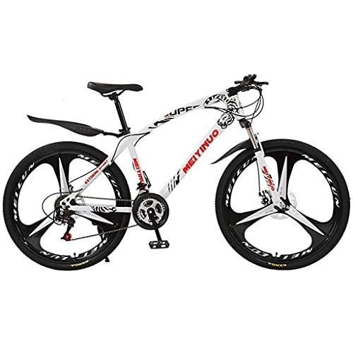 Mountain Bike : Kays 26 In Double Disc Brake Mountain Bike 21 / 24 / 27-Speed Bicycle Men Or Women MTB With Carbon Steel Frame(Size:27 Speed, Color:White)