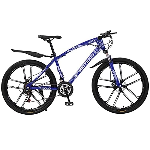 Mountain Bike : Kays 26 In Steel Mountain Bike For Adults Mens Womens 21 / 24 / 27 Speeds With Disc Brake Carbon Steel Frame For A Path, Trail & Mountains(Size:21 Speed, Color:Blue)
