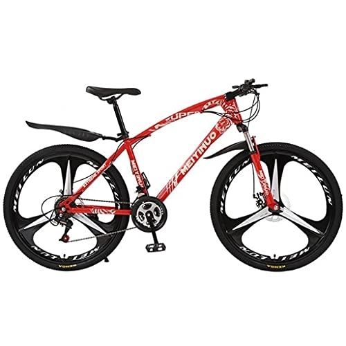 Mountain Bike : Kays 26-Inch Wheels Mountain Bike Front Suspension Bicycle Carbon Steel Frame 21 / 24 / 27-Speed Double Disc Brake For A Path, Trail & Mountains(Size:24 Speed, Color:Red)
