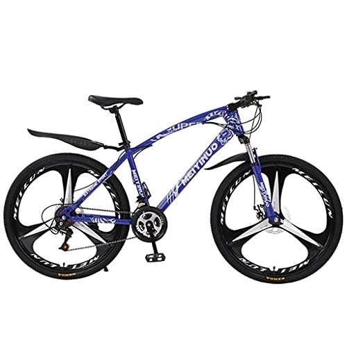 Mountain Bike : Kays Adult Mountain Bike With 26 Inch Wheel Derailleur Sturdy Carbon Steel Frame Bicycle With Dual Disc Brakes Front Suspension Fork For Adults Mens Womens(Size:21 Speed, Color:Blue)