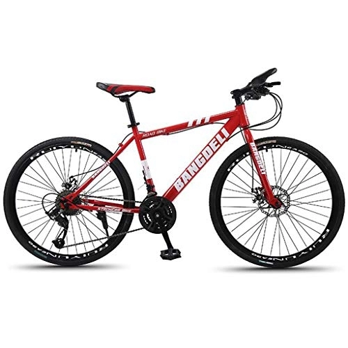 Mountain Bike : Kays Mountain Bicycles 26" Inch MTB Bike 21 / 24 / 27 / 30 Speed Lightweight Carbon Steel Frame Dual Suspension Disc Brake (Color : Red, Size : 24speed)