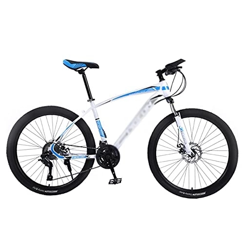 Mountain Bike : Kays Mountain Bike 21 / 24 / 27 Speed 3-Spoke 26 Inches Wheels Dual Disc Brake Carbon Steel Frame Bicycle For A Path, Trail & Mountains For Adults Mens Womens(Size:27 Speed, Color:White)
