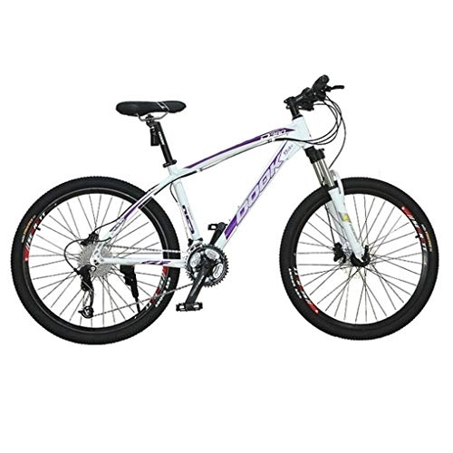 Mountain Bike : Kays Mountain Bike, 26 Inch Aluminium Alloy Bicycles, 27 Speed, Double Disc Brake And Front Suspension (Color : Purple)
