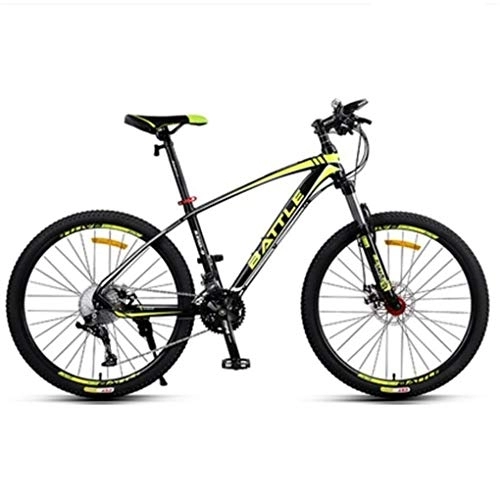 Mountain Bike : Kays Mountain Bike, 26 Inch Aluminium Alloy Frame Bicycles, Double Disc Brake And Locking Front Suspension, 33 Speed (Color : Yellow)