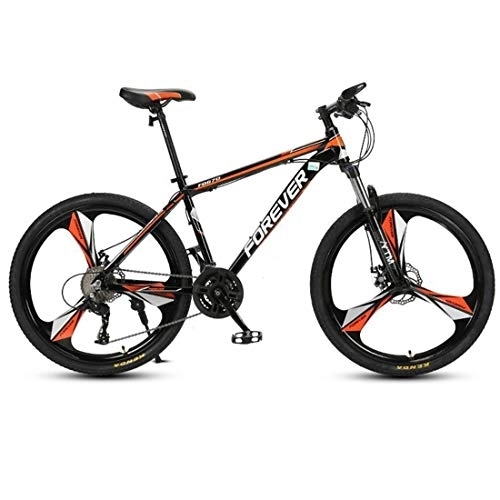 Mountain Bike : Kays Mountain Bike, 26 Inch Carbon Steel Frame Hard-tail Bicycles, Double Disc Brake And Front Suspension, 24 Speed (Color : Orange)