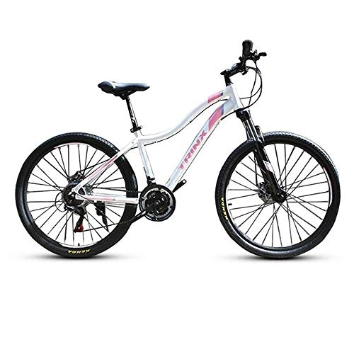 Mountain Bike : Kays Mountain Bike, 26 Inch Lightweight Aluminium Alloy Men / Women Bicycles, Double Disc Brake Front Suspension, 21 Speed (Color : White)