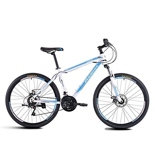 Mountain Bike : Kays Mountain Bike, 26 Inch Men / Women Hard-tail Bicycles, Carbon Steel Frame, Dual Disc Brake And Front Fork, 21 Speed (Color : Blue)